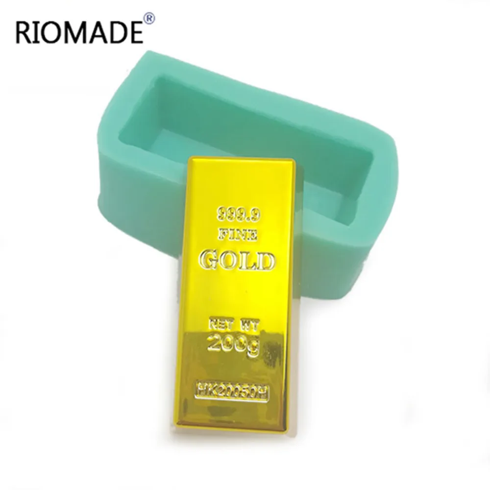 Gold Brick Shape Silicone Mold Cake Decorating Tools Chocolate Handmade Soap Candle Gold Bar Shape Fondant Mould F0964JT