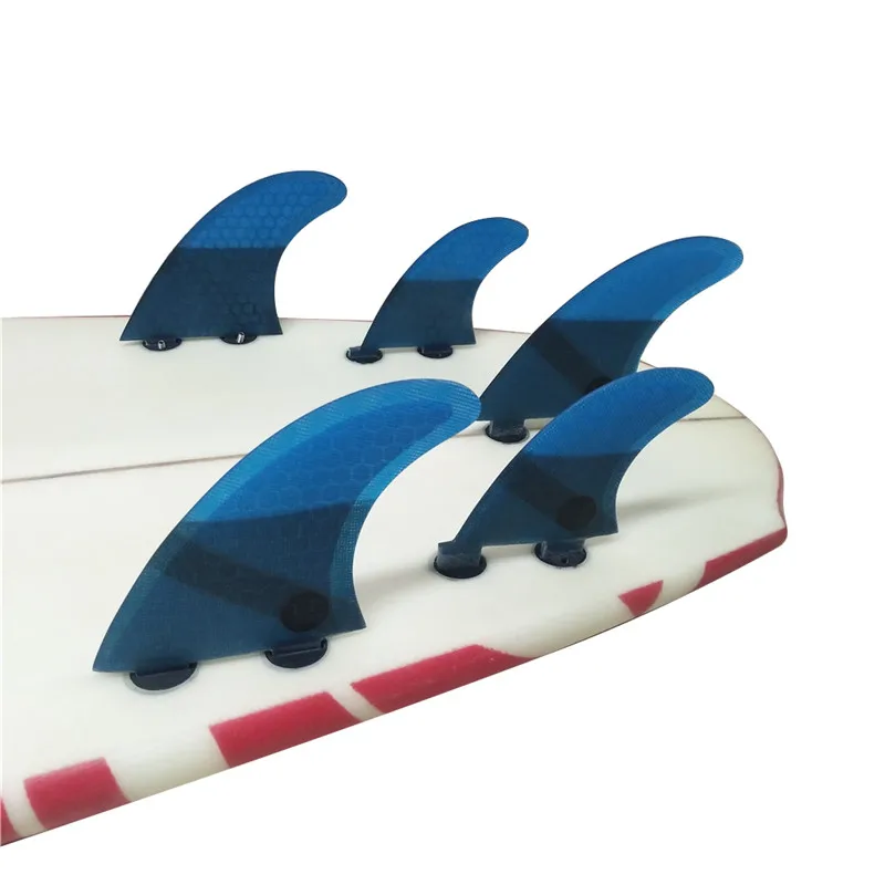 

Fiberglass Surfboard Fin, Double Tabs, UK2.1, Honeycomb Fibre, Blue Color Fins, 5 in Per Set