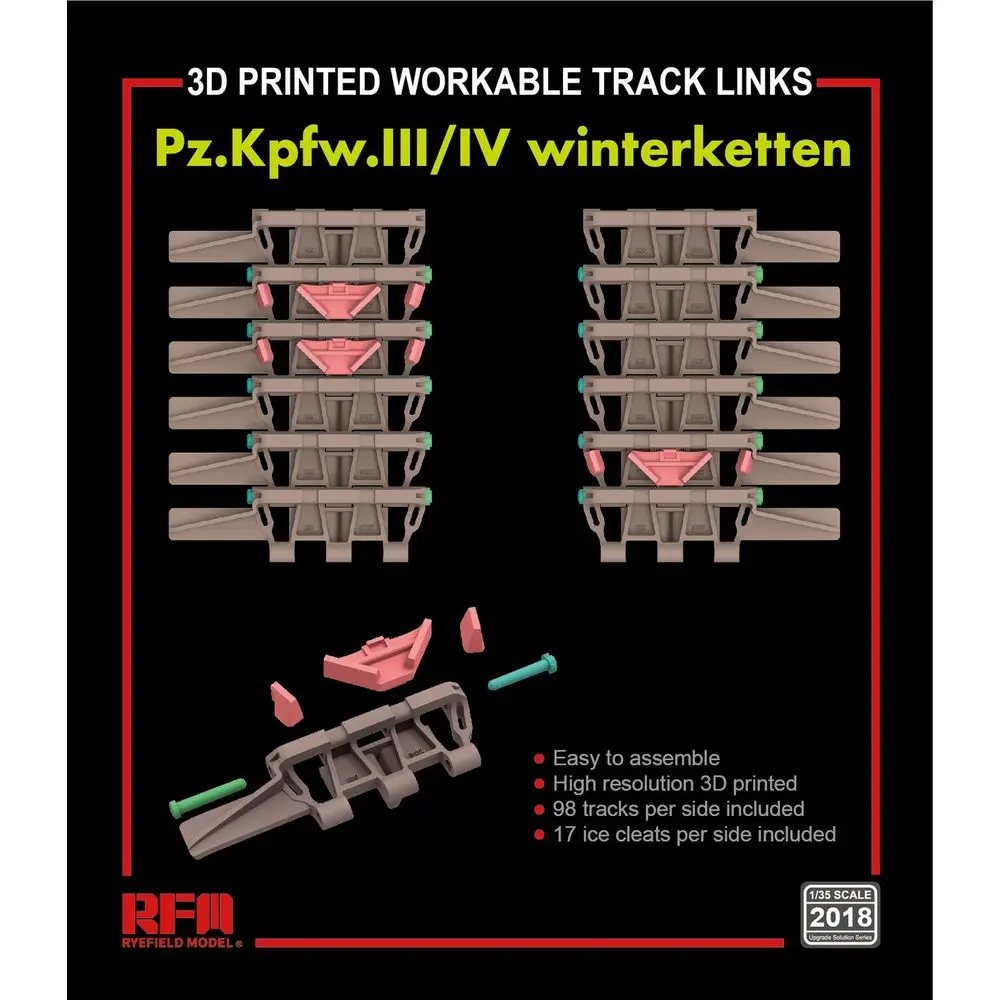 

RYEFIELD MODEL RFM RM-2018 1/35 3D Printed Workable Track For Pz.Kpfw.III/IV winterketten - Scale Model Kit