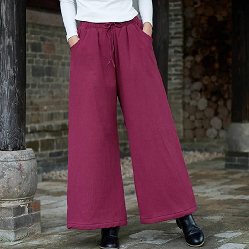 Women  Baggy Cargo Ethnic Vintage Elastic High Waist Loose Long Cotton Line Oversize  Trousers Wide Leg Clothes  Large Size