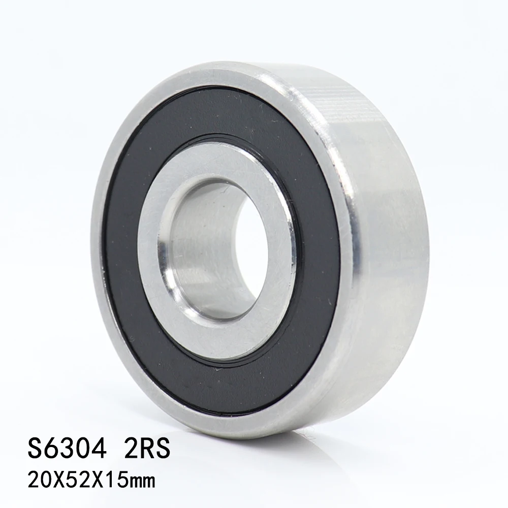 S6304RS Bearing 20*52*15 mm ( 2 PCS ) ABEC-3 440C Stainless Steel S 6304RS Ball Bearings 6304 Stainless Steel Ball Bearing