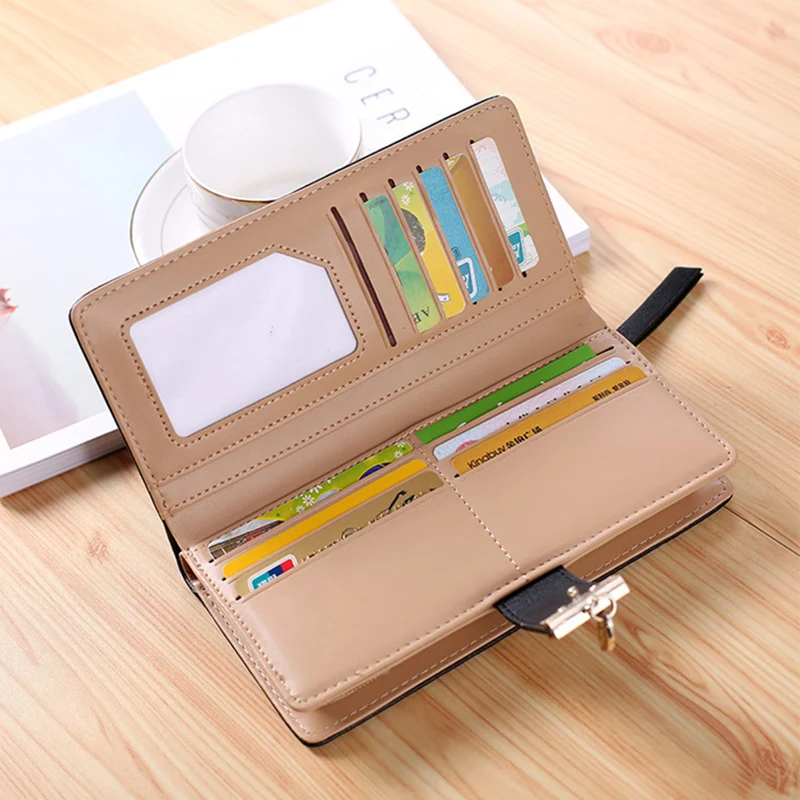 Many Departments PU Leather Long Wallet for Women Lady Purse High Quality Female Wallets Card Holder Clutch Hollow Out Leaves image 5