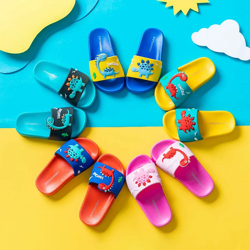 2024 New Cute Kids Slippers Dinosaur Children Baby Home Slippers Waterproof Breathable Non-slip Boys Girls Home Duck Shoes Cute