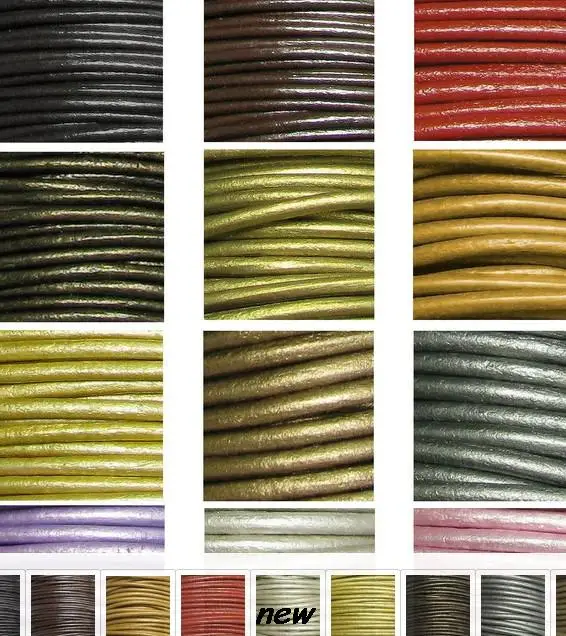 

2mm mixed color brrt3ng Jewelry DIY 100 Meters Black real Round Genuine Leather Necklace Bracelet Cord diy cords