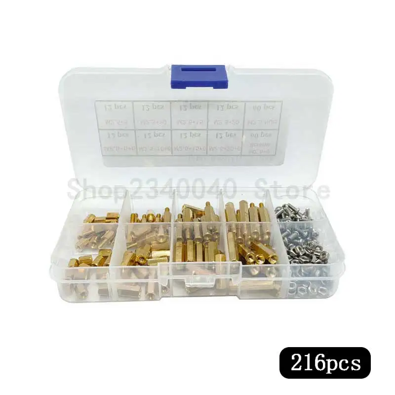 

216pcs/set M3 Male Female Hex Brass Standoff Spacer with Pan Head Screw Nut Assortment Kit PCB Motherboard Standoff Spacer