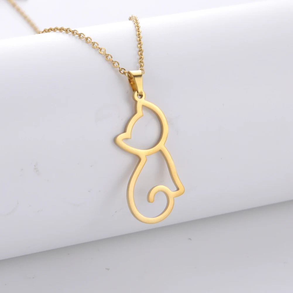 Cazador Fashion Animal Cat Pendant Necklaces Stainless Steel Chain Necklace New Jewelry for Women Girls Birthday Party Gift 2024