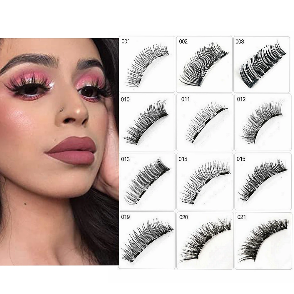 Magnetic Eyelashes 3/4 Magnets False Eyelashes, No Glue Makeup Natural Magnetic Lashes,Faux Cils Magnetique,Pestañas Magneticas