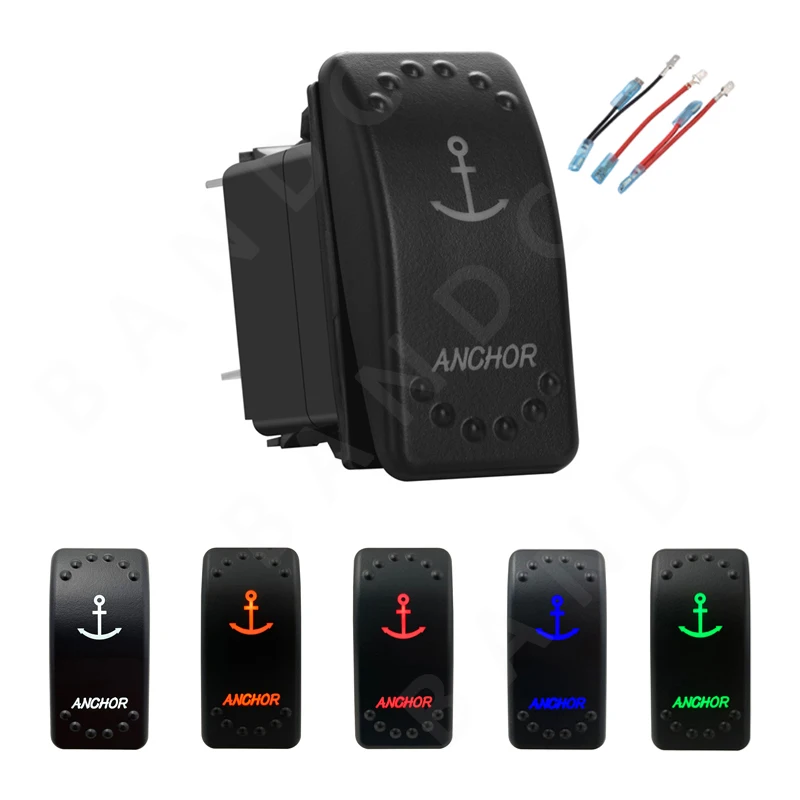 

ANCHOR 5P ON-OFF SPST Rocker Switch with Jumper Wire Set for Car Boat Marine Vehicle Yacht Tugboat 12V 24V