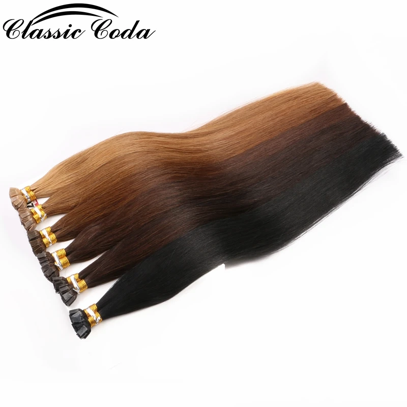 Extensions de cheveux naturels Remy à cuticule classique Coda, 1 g/s, 20 pouces, 22 pouces, couleur brune, kératine, pré-collées