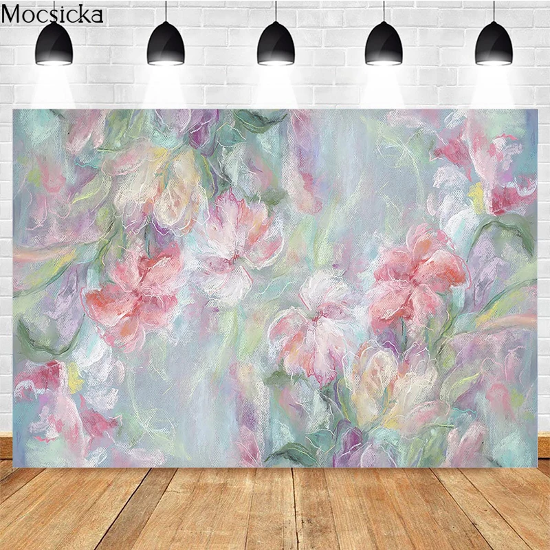 

Mocsicka Oil Painting Floral Portrait Backdrop Photo Studio for Newborn Adult Birthday Background Professional Photographic Prop