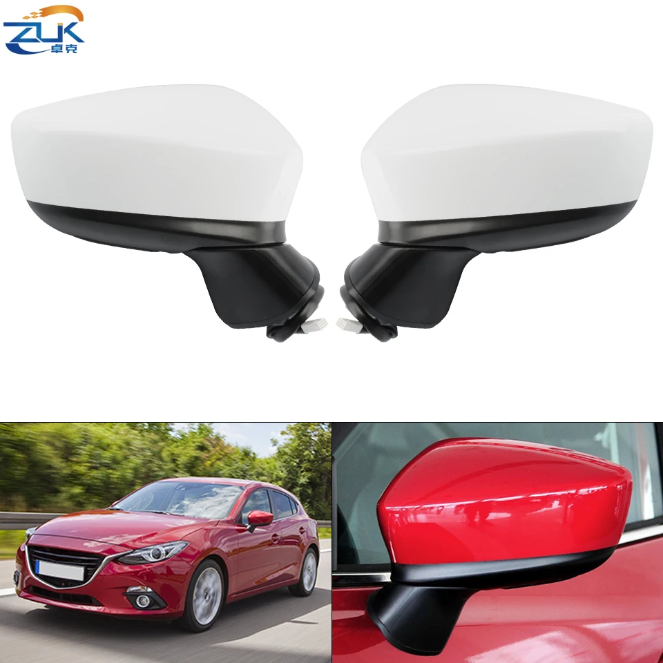 

ZUK 2PCS Door Rearview Mirror Assy For MAZDA 3 AXELA BN BM 2013 2014 2015 2016 8-PINS With LED Signal Electric Folding Heated