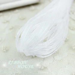 (40 meters/lot) 1/8'' (3mm) White Organza ribbons Wholesale gift wrapping Christmas ribbons