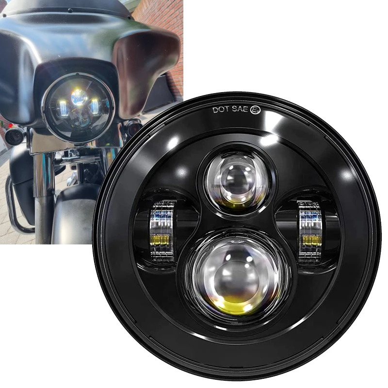 

7 Inch Headlight For Motorcycle 7Inch Round DRL Turn Signal Halo LED Headlamp 40W 60W