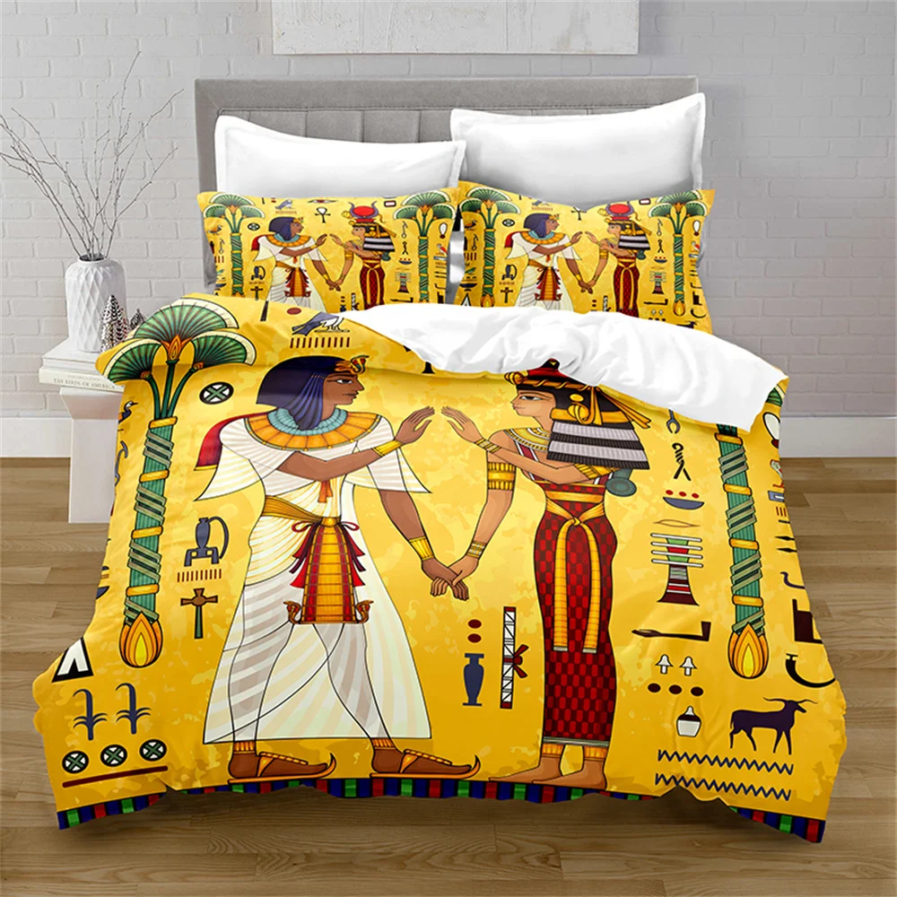 Home Textiles Printed Egypt Bedding Quilt Cover & Pillowcase 2/3PCS US/AE/UE Full Size Queen Bedding Set Bedding Set