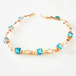 Fashion Lady Bracelet Light Blue Stone Women Jewelry Bohemia Style 585 Gold Color Jewelry