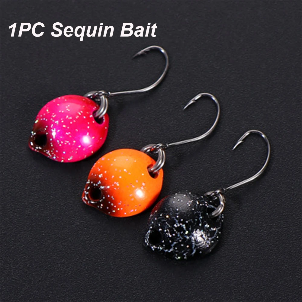 1 PC 1.4cm/1.8g Durable Metal Spoon Spinner Lure Mini Artificial Hard Bait Wobblers Sequins Noise Paillette Fly Fishing Tackle