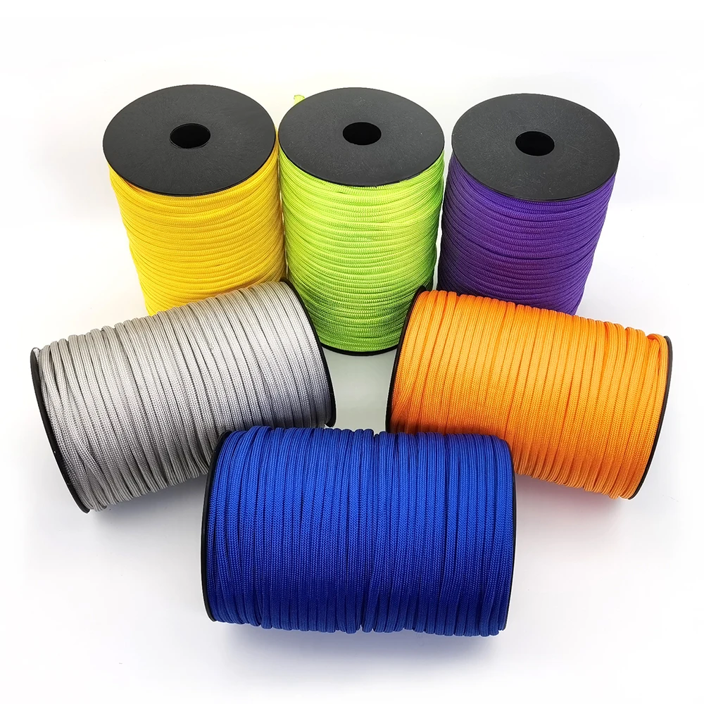 100M 328FT 4mm 7 strands Paracord 550 IB Rope Cuerda Escalada Mil Spec Type Multicolor Parachute Traction Rescue Tied Tent Rope