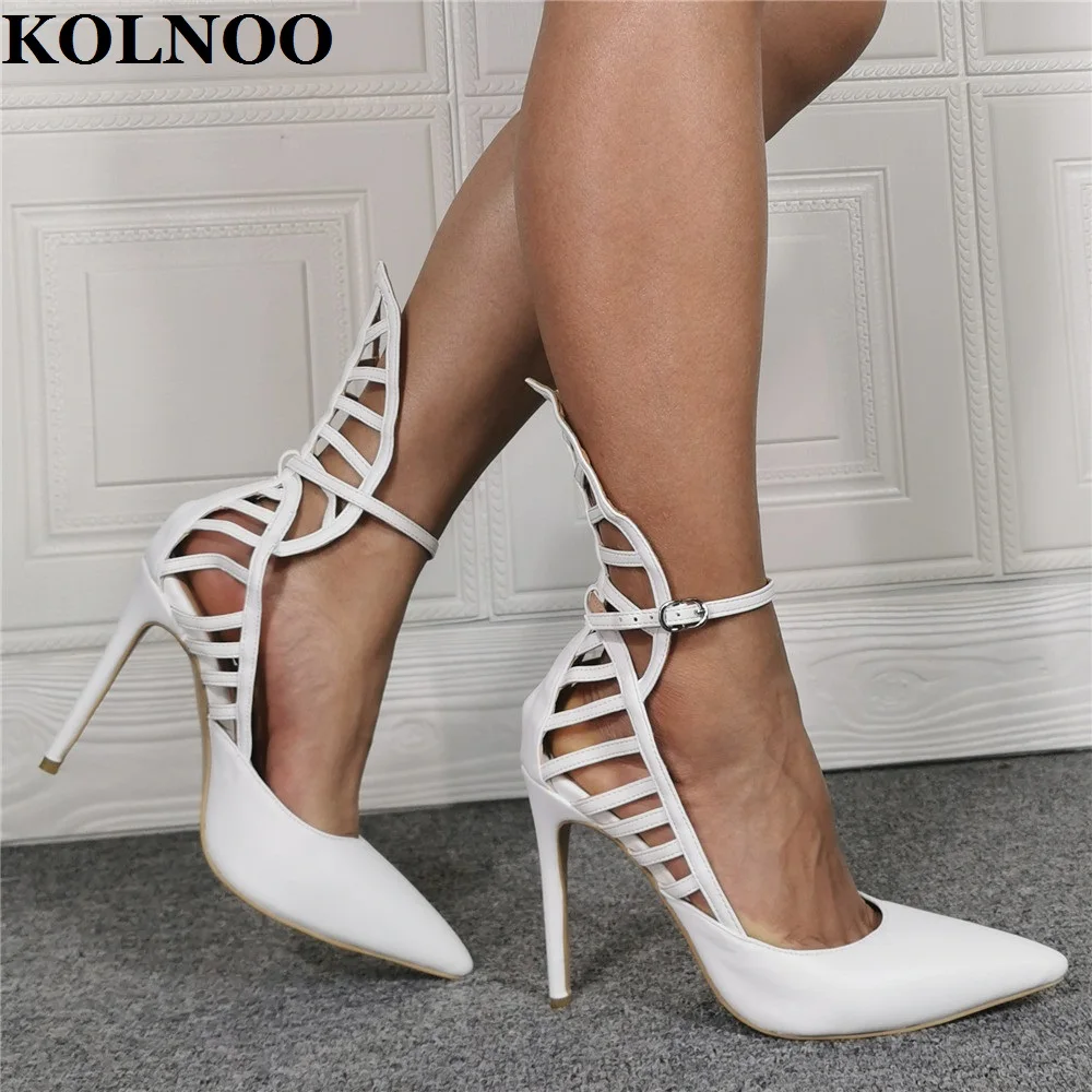 

Kolnoo New Real Photos Ladies High Heels Pumps Pointy Buckle Ankle Strap Party Dress Shoes Large Size 35-47 Fashion Court Shoes