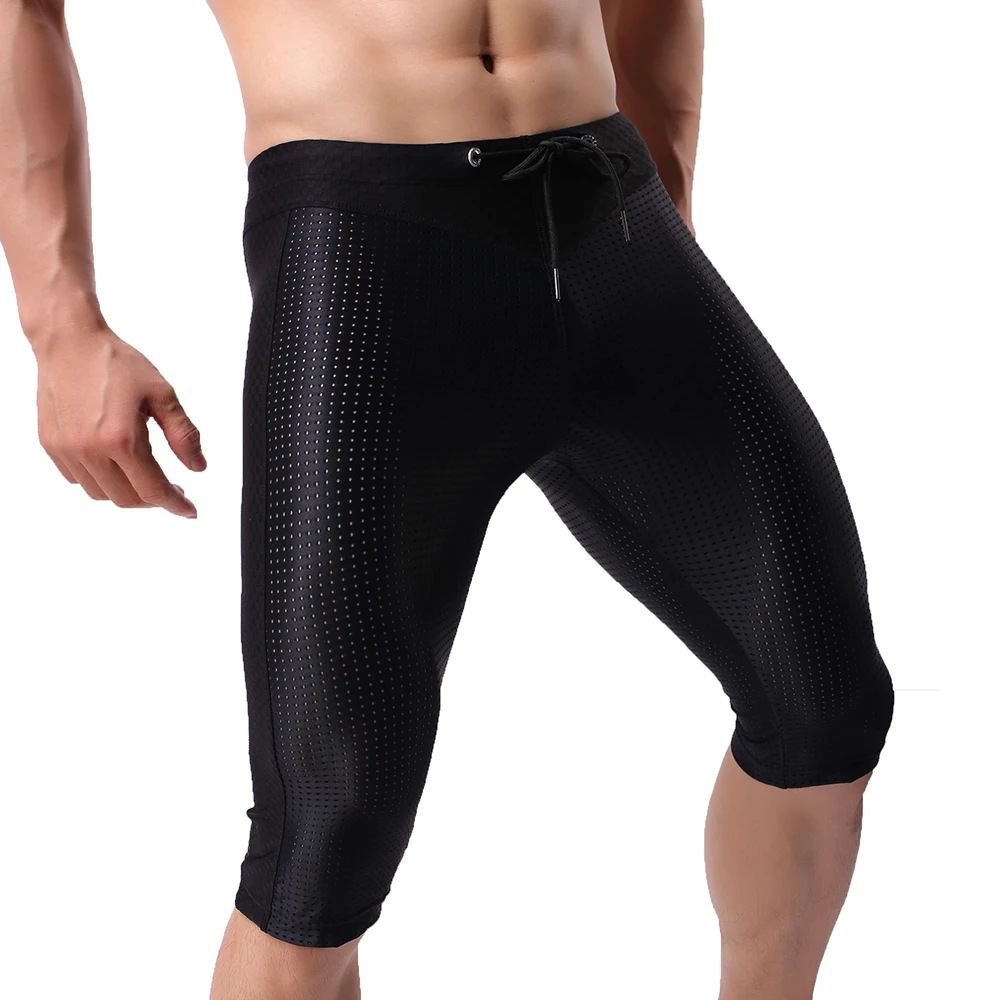 Men\'s Underwear Sexy Mesh Stitching Breathable Shorts Tights Men Sport Compression Pants Fitness Running Workout Training Pants