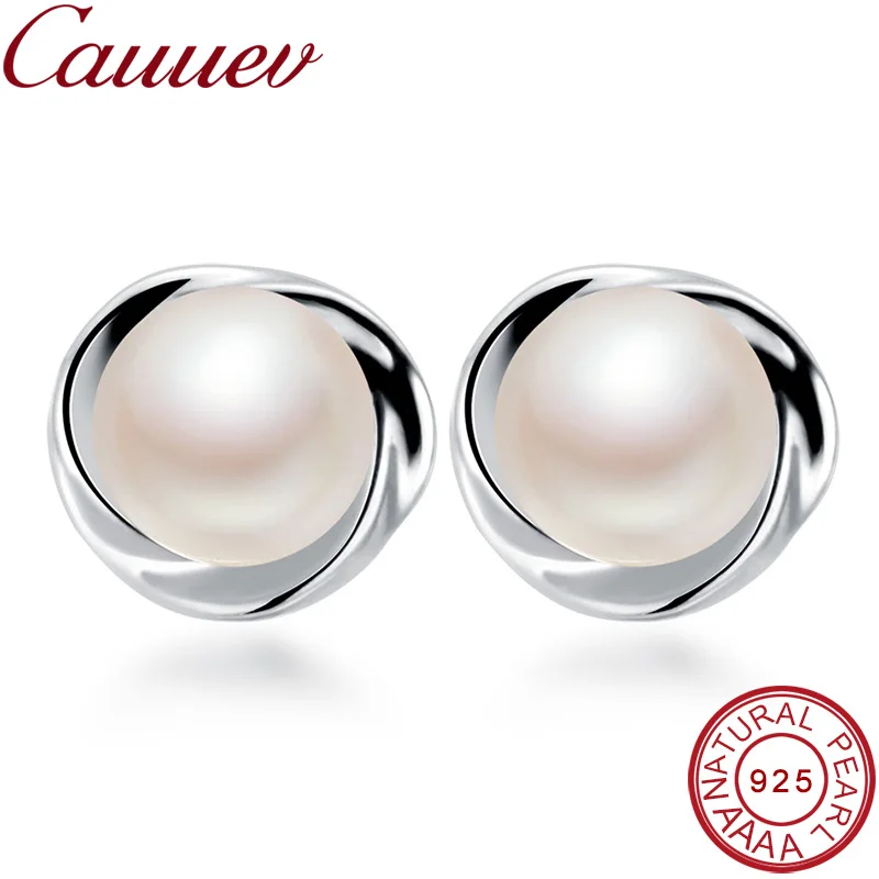 925 Sterling Silver Stud Earring For WomenTop AAAA freshpearl Earrings 100% Genuine Pearl Jewelry Natural Pearl Gift Pendientes