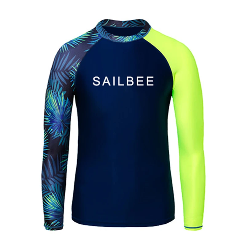 SAILBEE الرجال UV حماية ملابس السباحة طويلة الأكمام ملابس السباحة رجالي Rashguard تصفح طفح الحرس تصفح قميص للسباحة الشراع هبوط السفينة #6