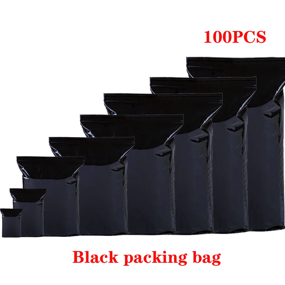 Black self-sealing plastic zipper bag self-locking storage bag food packaging debris storage bag can be re-closed bag thickening