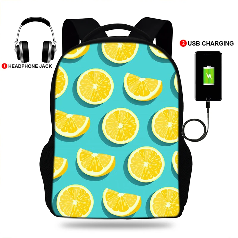 Customized New  USB Backpack Watercolor Watermelon Print Students school bag male Computer Mochila