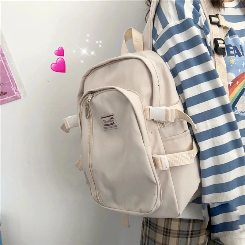 Japanese Harajuku Retro Tooling Student Backpack Female Korean INS School Bag Fashion Women Large Capacity Travel Backpack