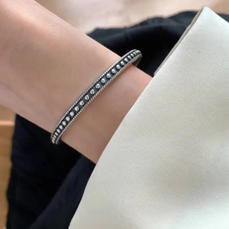 FOXANRY Vintage Handmade Silver Color Brcacelet New Fashion Simple Geometric Thai Silver Birthday Party Jewelry Gifts