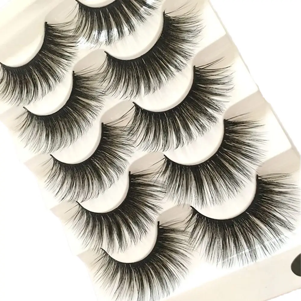 SKONHED 5 Pairs Handmade Fluffy Multilayers  Wispy Flared Eye Lash Extension Crisscross False Eyelashes 6D Faux Mink Hair