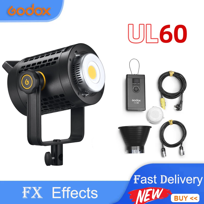 

Godox UL60 UL60Bi тихий светодиодный видео свет 5600K Цветовая температура тихий Bowens Mount LED светильник дистанционное управление/App Suppor