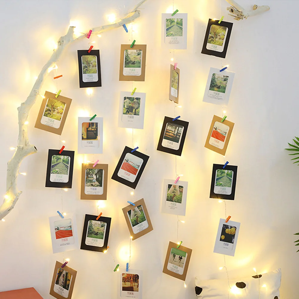 LED String Lights with 50 Colorful Clips for Hanging Pictures Photo Battery USB Operated Perfect Bedroom Wedding Wall Decor D30