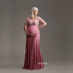Baby Shower Maternity Photography Props Lace Dress Maxi Dress Elegant Pregnancy Photo Shoot Women Maternity Plus Size Dress