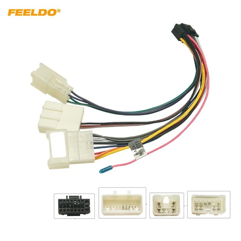 

FEELDO 16P Car Head Unit Wire Harness Adapter For Toyota OEM Car Radio Harness With 3-Terminal #HQ2771