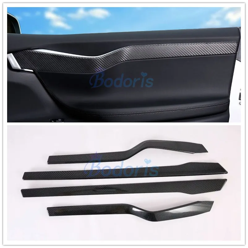 For Tesla Model X 2016 2017 2018 Carbon Fiber Color Interior Door Moulding Trim Garnish Panel Car Styling Accessories