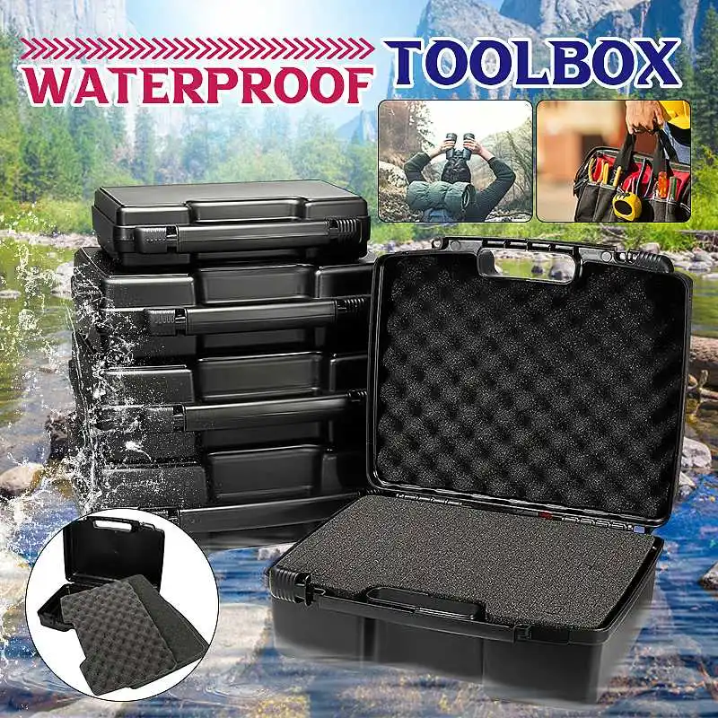 Instrumento de segurança Sealed Tool Box, Impacto Mala resistente com esponja, Toolbox impermeável à prova de choque, 9 Tamanhos, Resistente ao