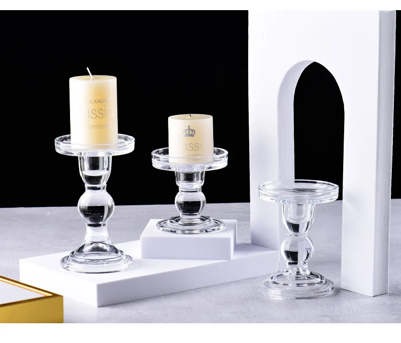 Glass candle holders European-style restaurant tall candle holders glass crafts