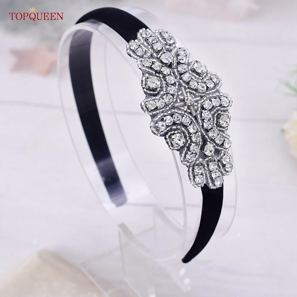 Topqueen s03 simples e elegante casamento nupcial contas de prata strass headdress menina fresco e elegante requintado faixa de cabelo