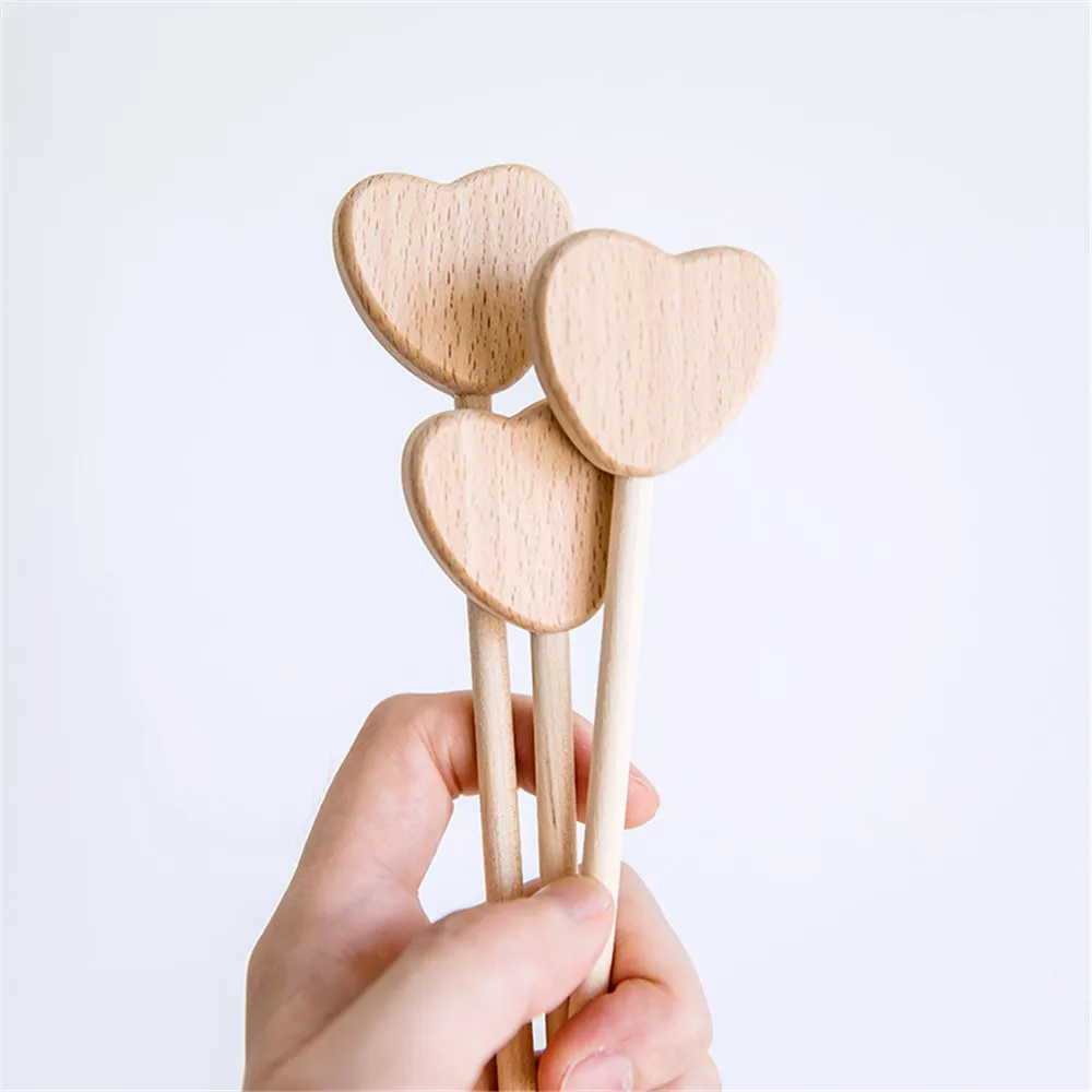 2pcs Wood Toy Beech Magic Wand Moon DIY Star Rod Rodent Play Gym Wooden Bell Kids Toys Baby Rattles For Children's Gift Hot Sale