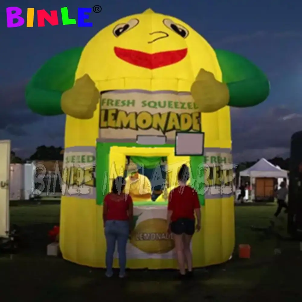 Free blower+Smile face inflatable lemonade stand with printing banner,inflatable fast food,lemonon booth for advertising