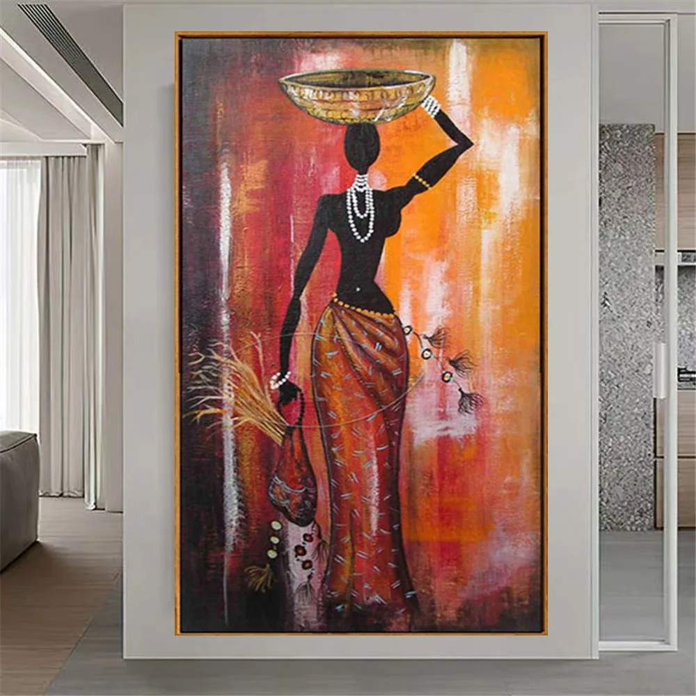 Retro Home Decor Wall Art Picture 100% Hand-Painted Oil Painting Abstract Character Bohemian Girl Canvas Poster For Living Room