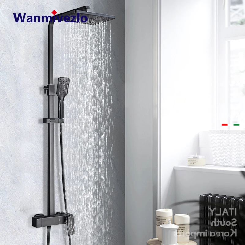 Shower Faucet Rainfall Shower Head 3In1 Single Handle Mixer Tap Bath Shower Faucet ABS Plastic Hand Shower Rotate Bathtub Tap