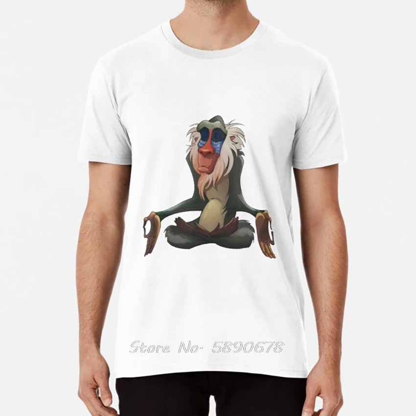 Rafiki T Shirt Baboon Lion Monkey Zen Meditation Ohm Vector Om Yoga Tshirt Men Cotton Tees Tops Harajuku