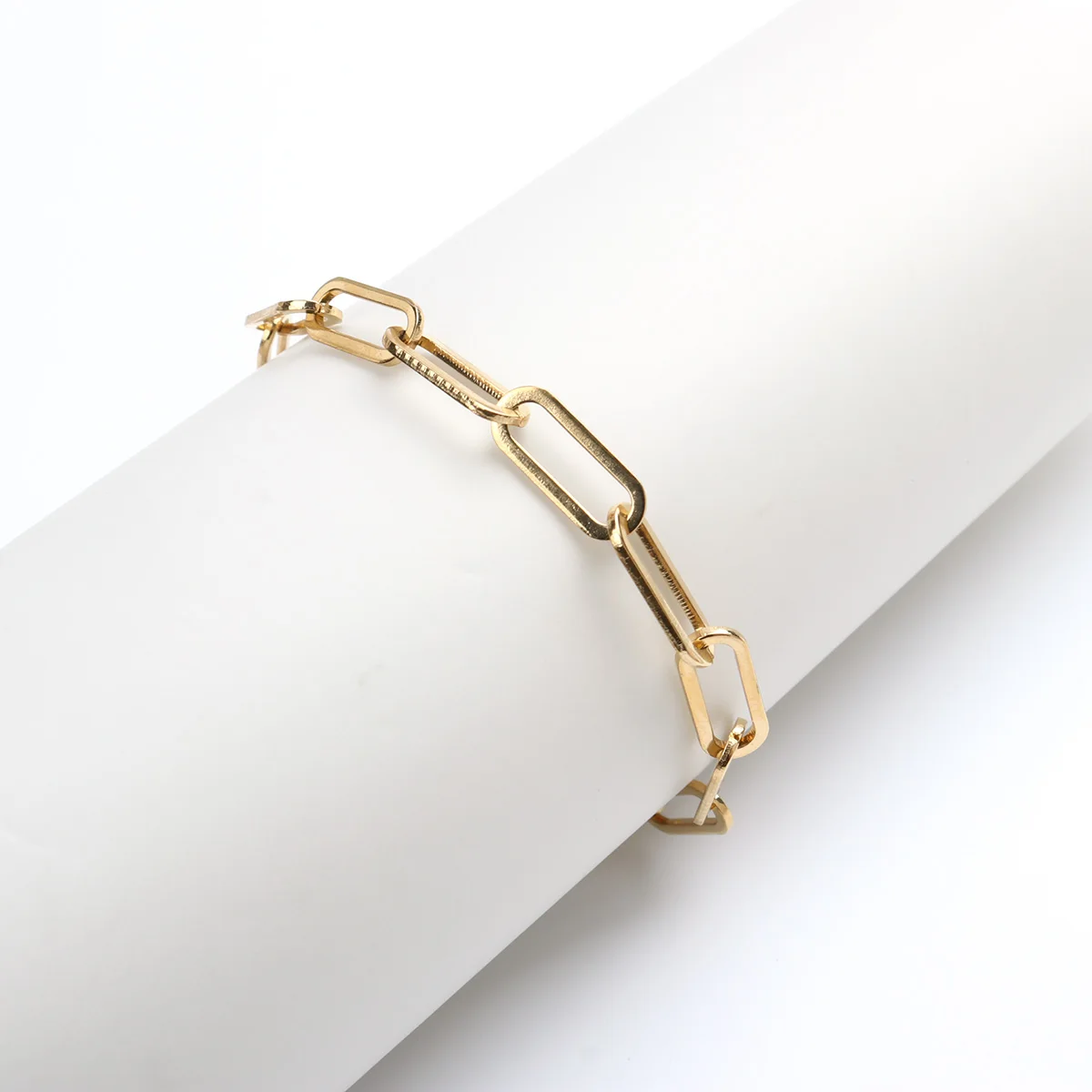 New Fashion 304 Stainless Steel Paperclip Chains Bracelets Metal Hand-Chain For Women Men Jewelry Gifts 18.5cm long, 1 Piece