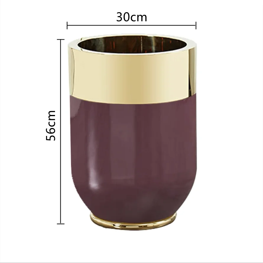 Home Decor Stainless Steel Floor Vase Light Luxury Balcony Living Room Decoration Metal Electroplating Large Flowerpot