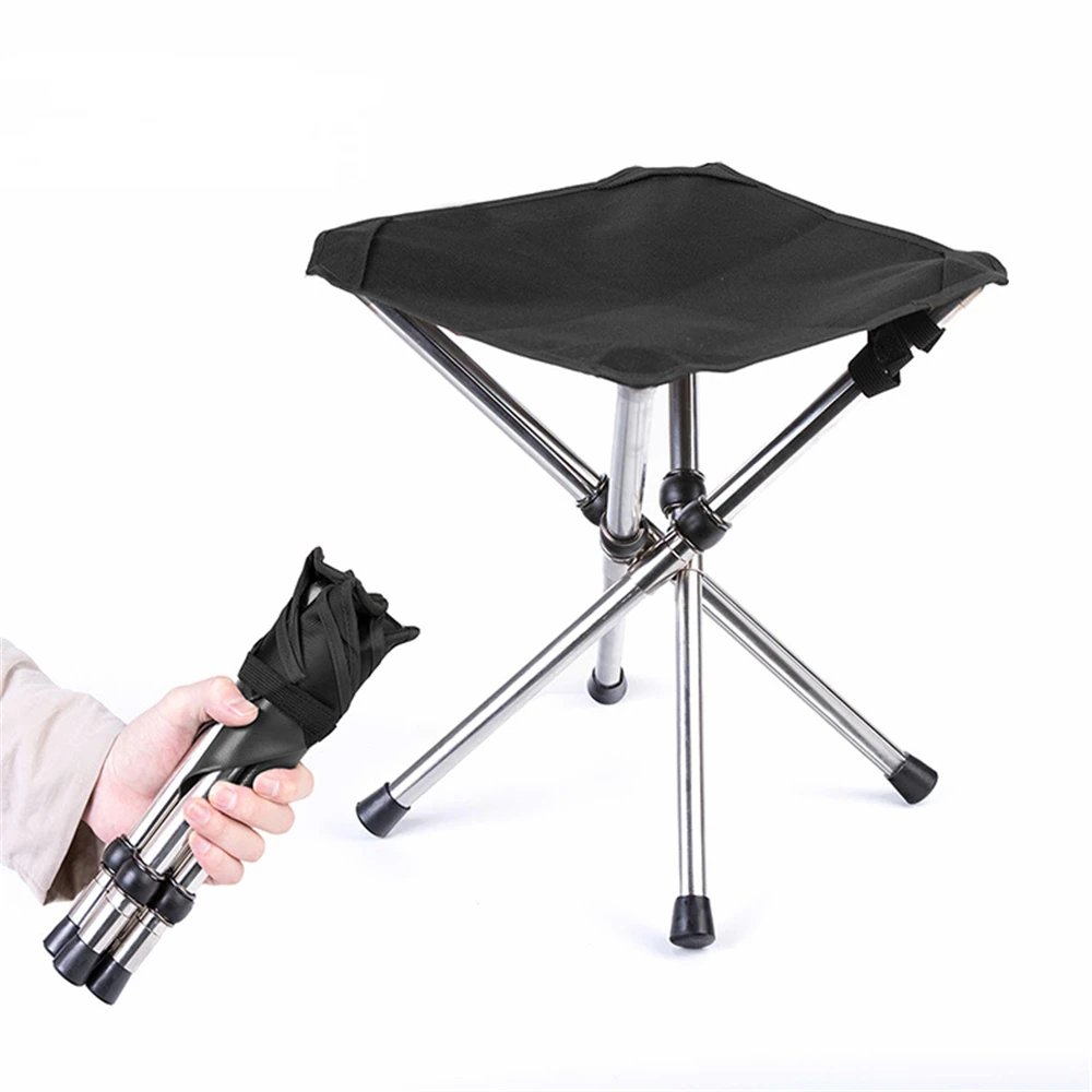 Retractable Folding BBQ Stool Camping Fishing Chair Outdoor Portable Foldable Chair Load Bearing Travel Picnic Beach Chairs