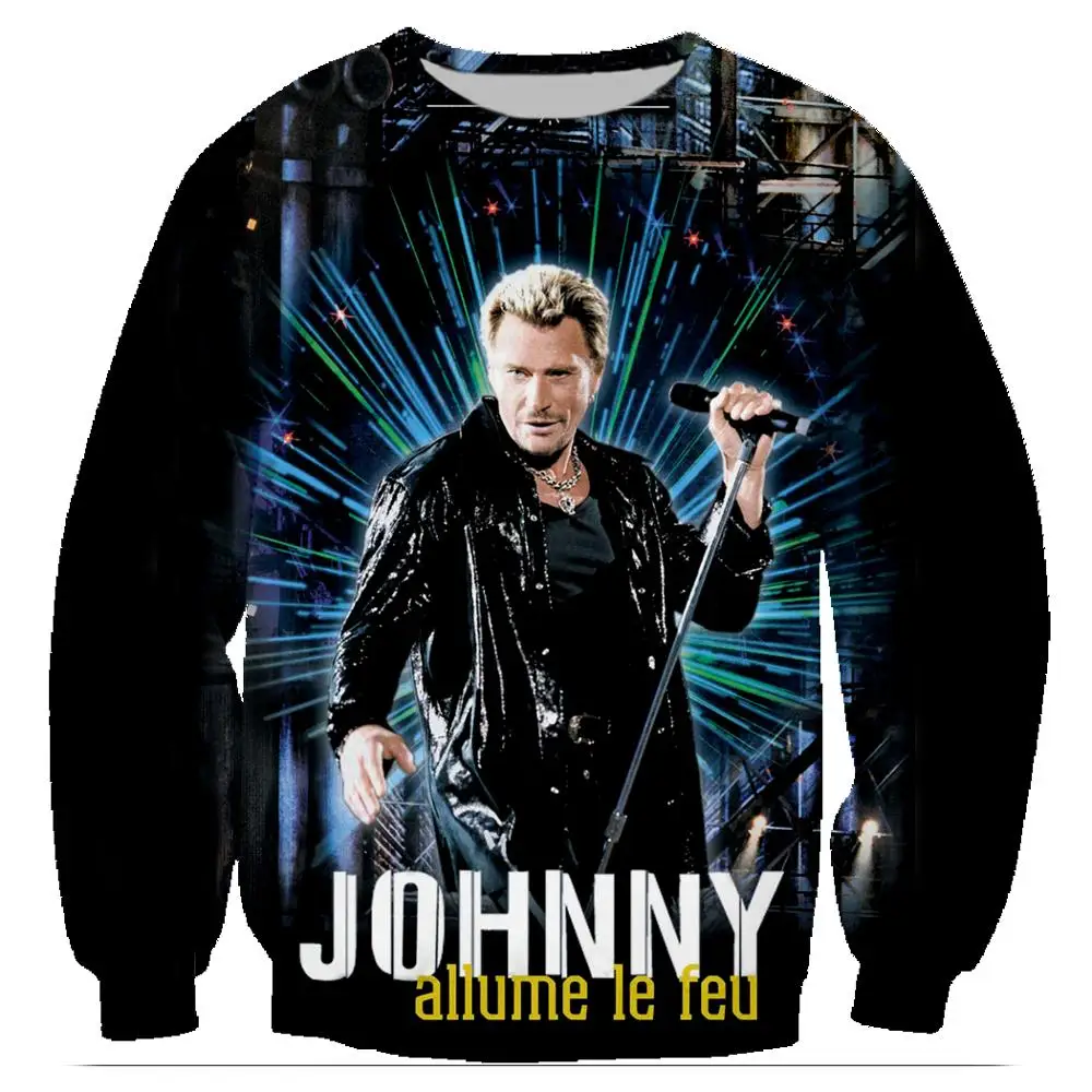 

3D Print Sweatshirts Johnny Hallyday Rock Harajuku Men Pullover Hoodies Long Sleeve Crewneck Streetwear Hoody Clothes Sudaderas