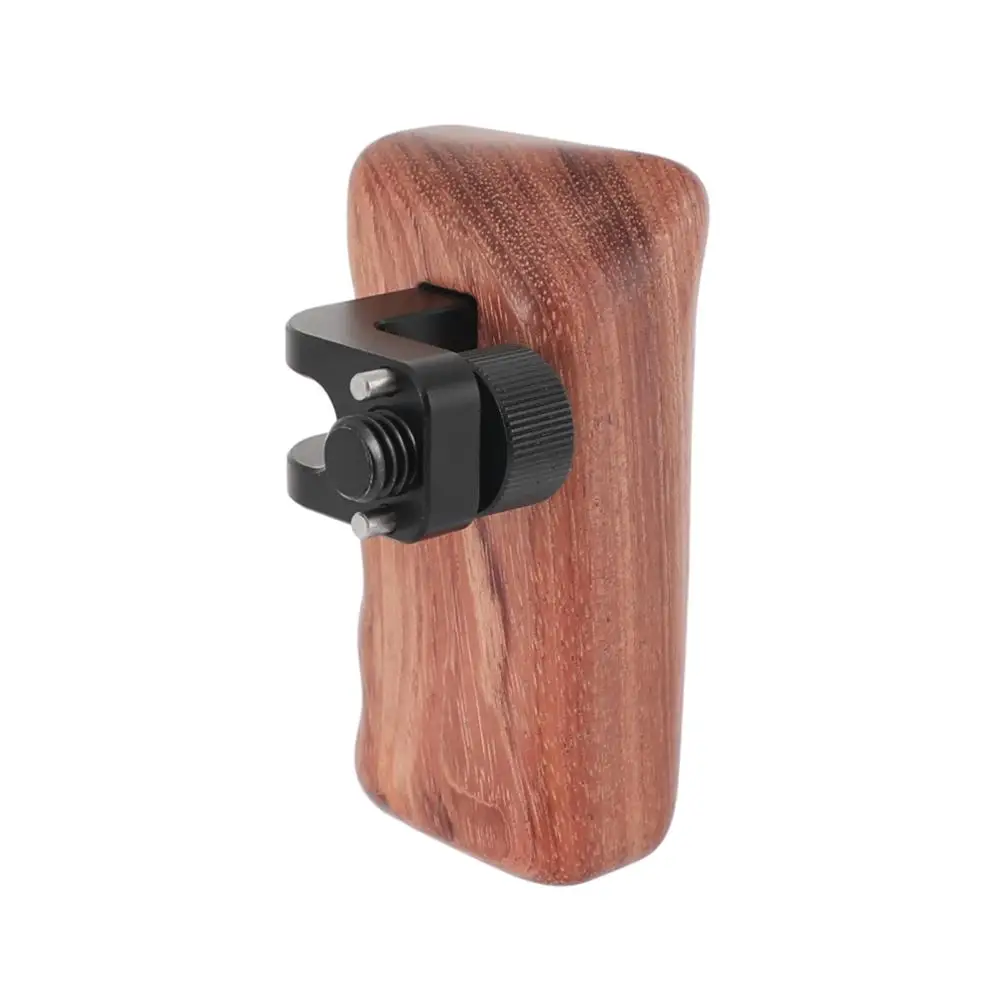 CAMVATE Camera Wooden Handle Grip With 3/8"-16 Thumbscrew Lock Knob & ARRI Locating Pins For DSLR Camera Cage Rig Support System