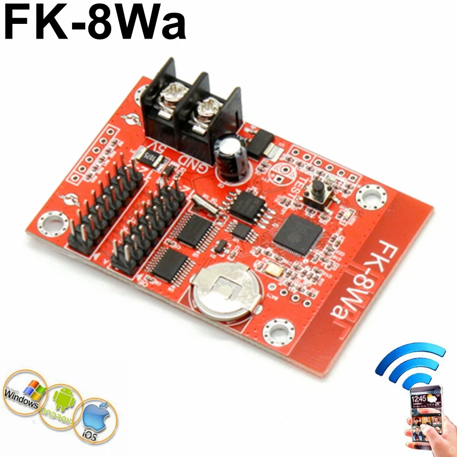 FK-8WA Wifi Led Controller 1024*32 Pixels Wireless Single Color P10 Module led Moving Sign Control Card