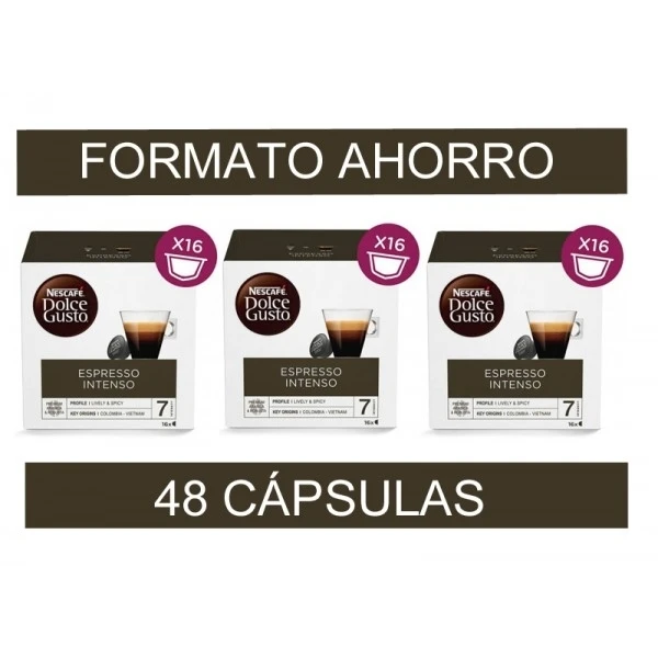 PACK AHORRO - NESCAFÉ Dolce Gusto ESPRESSO INTENSO - Pack de 3 x 16 : 48 Cápsulas